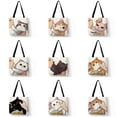 thumbnail image 2 of Bolso de mano informal con estampado divertido de gato besándose, bolso de tela de lino ecológico para mujer, bolso de compras grande reutilizable para playa al aire libre, 2 of 5