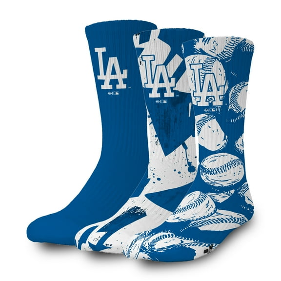 ISlide Los Angeles Dodgers Three-Pack Lifestyle Crew Socks Set