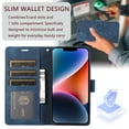 thumbnail image 2 of Flower&Butterfly Pattern Wallet Case for iPhone 14 Pro Max,Dteck Magnetic Leather Case Shockproof Rubber Kickstand Full Body Protective Cover with Wrist Strap,Blue, 2 of 6