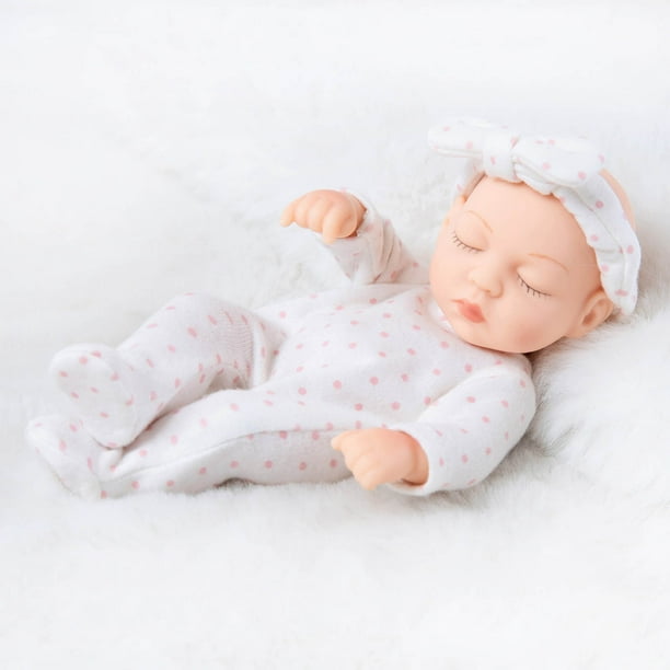 Puntoco Muñeca Reborn de 18 cm, chupete de simulación, babero para bebé, juguete de goma suave para cambiar, regalo