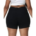 thumbnail image 5 of Gocolloa Womens Plus Size Jean Shorts Stretchy High Waisted Distressed Fold Hem Denim Shorts Black 24W, 5 of 5
