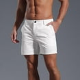 thumbnail image 5 of Mens Shorts Clearance under $10 Elastic Waist Button Zipper with Pocket Casual Solid Shorts Shorts Pants White L, 5 of 6