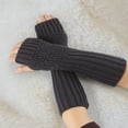 thumbnail image 3 of Dyfzdhu Women Fashion Knitted Arm Sleeve Fingerless Winter Gloves Soft Warm Mitten Dark Gray, 3 of 5