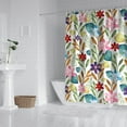 thumbnail image 2 of Artistic Nature Garden Wildflower Shower Curtain 72x72, Floral and Bee Pattern, Rustic Polyester with Hooks, 2 of 5
