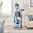 thumbnail image 2 of Alden Design 61″ Tall Ocean-themed Multi-Level Cat Tree with 3 Perches, Blue / White, 2 of 9