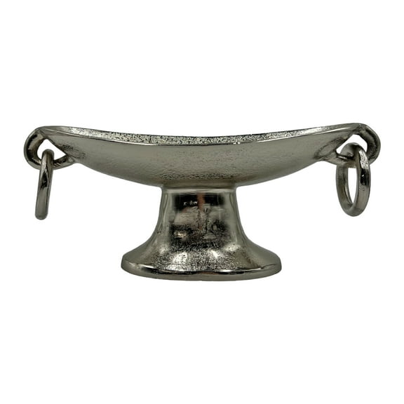 Bergamo Art 16" Decorative Handmade Aluminum Modern Pedestal Bowl in Nickel
