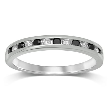- Diamond Jewel 10K White Gold 1/4 Cttw White and Black Diamond Wedding Band