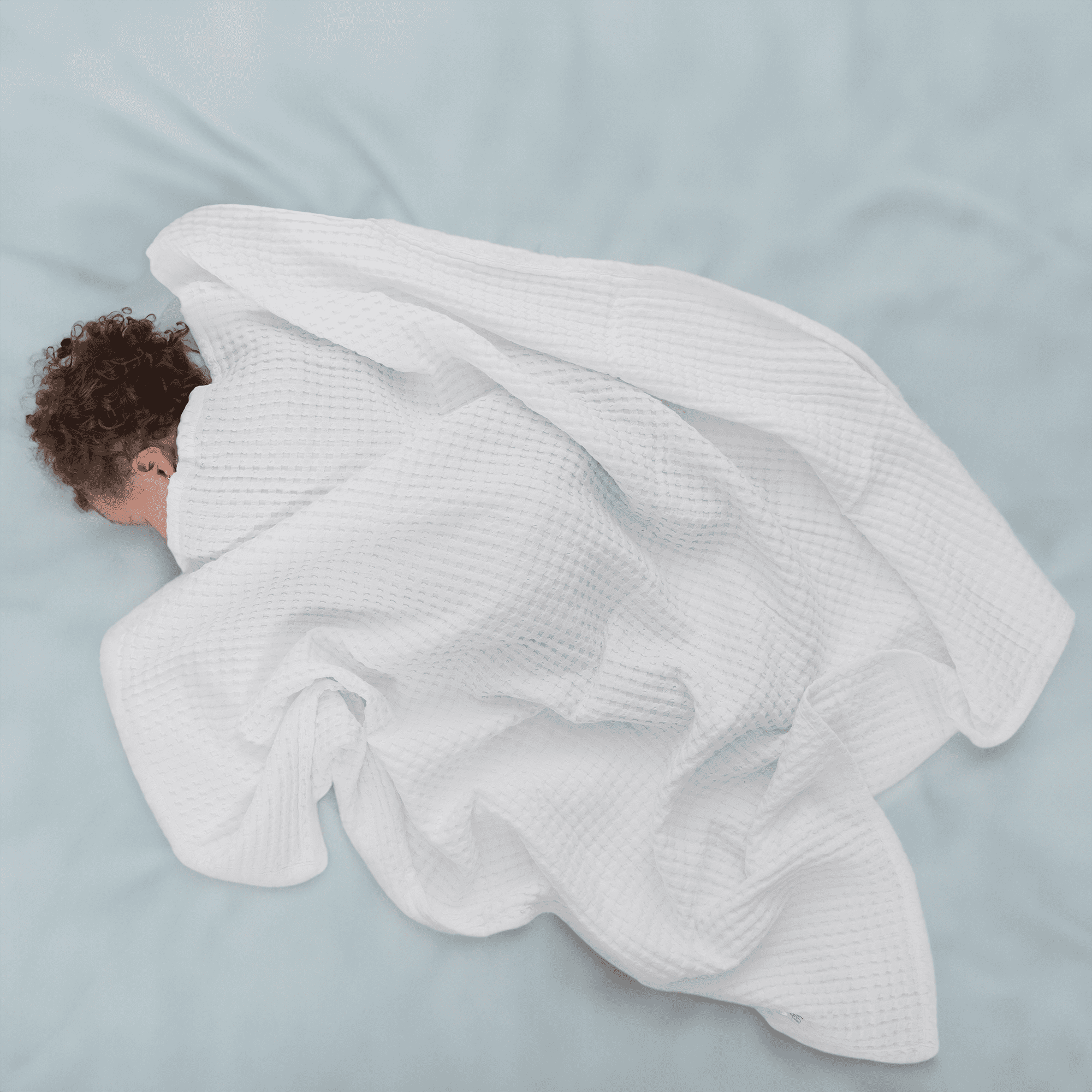 Comfy Cubs Waffle Weave Blanket - 40” x 40” - 100% Cotton Soft, Lightweight Baby Blanket, White