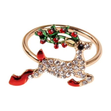 

Poaug Event Clearance Set of 6 Christmas Deer Napkin Rings Set Deer Xmas Napkin Ring Holders for Cloth Napkins Christmas Holiday Party Dinner Table Decoration（6Pc） Party Favor on Sale Closeout A