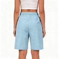 thumbnail image 3 of Inglocry Women's Cargo Shorts Summer High Waisted Bermuda Shorts Casual Trendy Hiking shorts Elastic Waist Pant with Pockets 2026 Light Blue L, 3 of 4