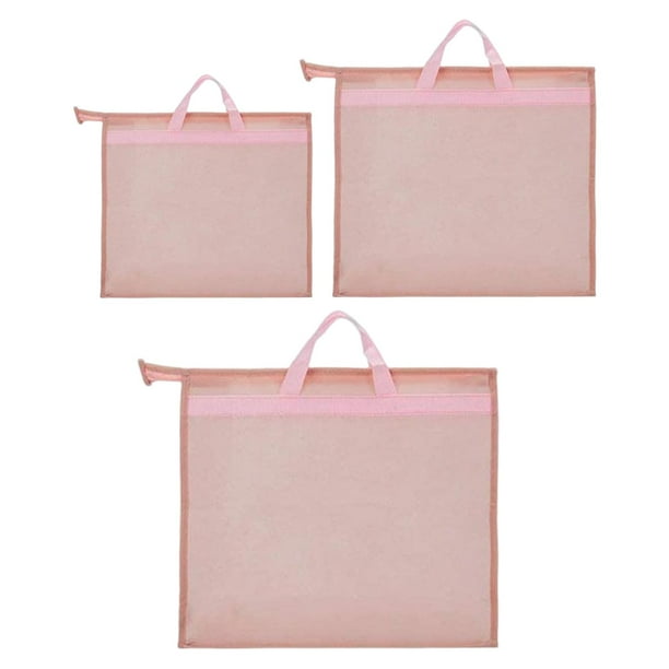 Bolsa de almacenamiento para bolsos con cremallera y asa, transparente, para armario, estante o monedero. Rosado