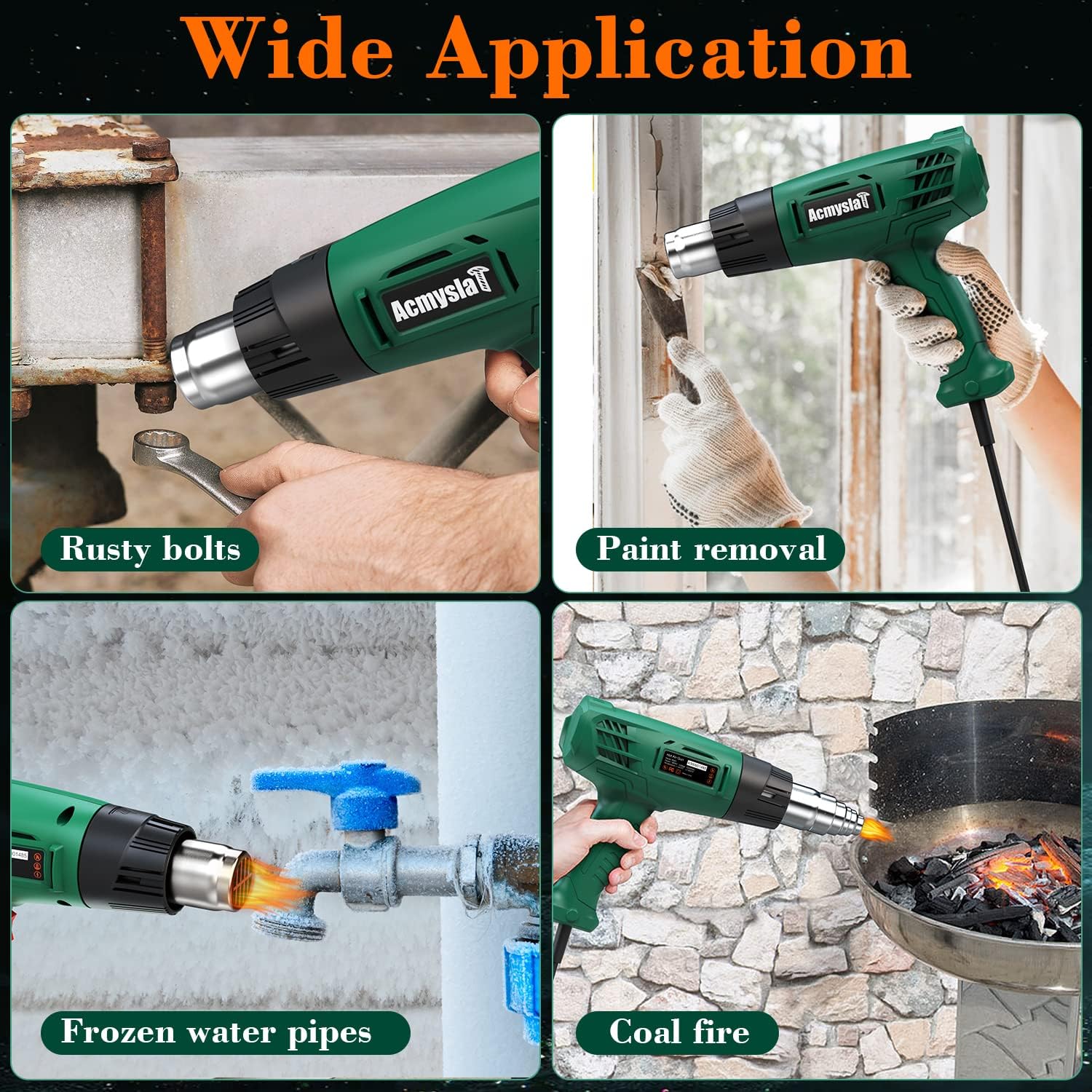 Heat Gun, Heavy Duty Hot Air Gun Kit Dual Temperature Settings 572℉~932℉ (300℃-500℃), Overload Protection with 4 Nozzles for Crafts, Shrink Wrapping/Tubing, Paint Removing, Epoxy Resin