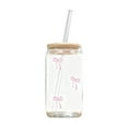 thumbnail image 4 of Cute Bow Glass Cups With Lids 500ML(16OZ) Aesthetic Iced Coffee Cup Girly Preppy Design Tumbler Mug Birthday Valentines For Teen Girl,PK, 4 of 5