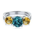 thumbnail image 3 of Gem Stone King 3.15 Ct Round London Blue Topaz Yellow Citrine 925 Sterling Silver Ring (Size 9), 3 of 5