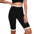 thumbnail image 2 of Stamzod Leggings for Women Tummy Control Lace Patchwork Slim Fit Yoga Pants Women Knee Length High Waisted Leggings Black S, 2 of 6