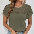 thumbnail image 2 of Drses Womens Summer Tops Fashion Women's Casual Floral Print Shoulder To Sleeved Hollowed Out Round Neck Top Tops for Women Trendy, 2 of 7