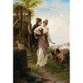 thumbnail image 2 of Luigi Crosio 14x18 Black Ornate Wood Framed Double Matted Museum Art Print Titled - A Bucolic Scene by the Fountain, 2 of 5
