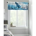 thumbnail image 4 of Kitchen Cafe Valance Curtain for Small Windows,Undersea World Blue Whale Seaweed Rod Pocket Short Valances Vintage Farm Wood Grain Window Treatment Panel for Living Room/Bedroom/Bathroom,42x12in, 4 of 9