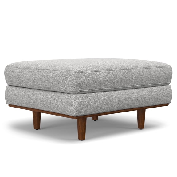 Morrison 33 inch Wide Mid-Century Modern Table Ottoman in Mist Grey Woven-Blend Fabric