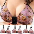 thumbnail image 2 of Nrmvnmi Summer Saving 3PC Daisy Bras for Older Women, 2024 Breathable Front Close Button Cotton Bras, Full Support Wide Back No Underwire Bra For Moms Gifts, 2 of 4
