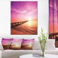 thumbnail image 1 of Brown Sea and Pier under Magenta Sky - Bridge Canvas Art Print, 1 of 3