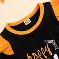 thumbnail image 5 of KOMOO Baby Romper Set Bowknot Hairband Letters Print Long Sleeve Ruffle Bell-Bottom Jumpsuit Outfits, 5 of 9