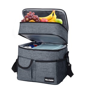 Tirrinia Large Insulated Lunch Bag, Dual Compartment