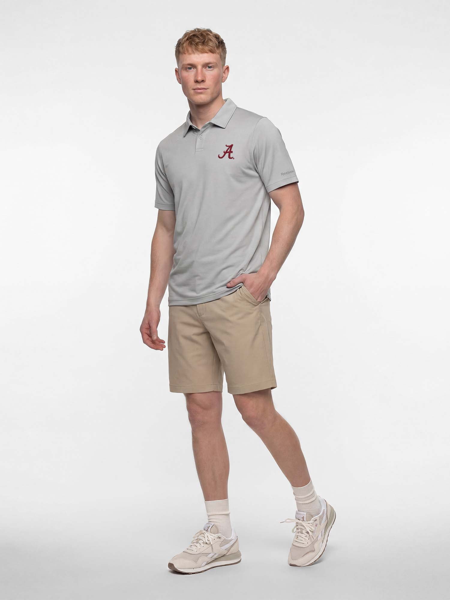 Alabama Crimson Tide Reebok Mens Gray Short Sleeve Polo Shirt