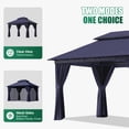 thumbnail image 6 of Clouddwell 10'x 12' Patio Gazebo Double Roof Protection All-Weather Outdoor Shelter Features Insect Screens & Privacy Curtains Ideal for Backyard, Lawn, (Blue), 6 of 8
