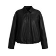 thumbnail image 4 of Women's Faux Leather Jacket Zip Up Long Sleeve with Pockets Vegan Leather Jacket Trendy, 4 of 5