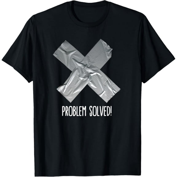 Funny Duct Tape X Graphic Solved Problem Unisex 100% Cotton Casual T-Shirt
