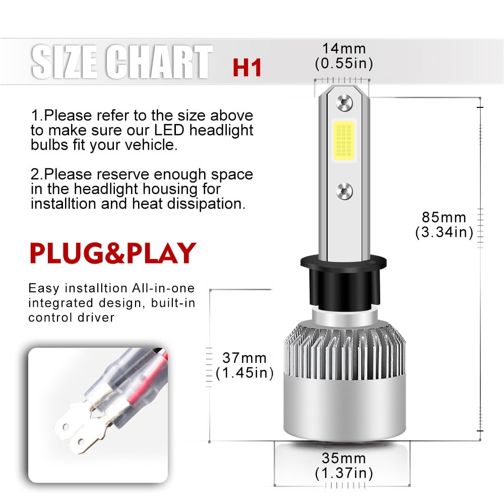 For Hyundai Elantra 2007-2013 H1+H11 LED Headlight High Low Beam Bulbs 4pcs