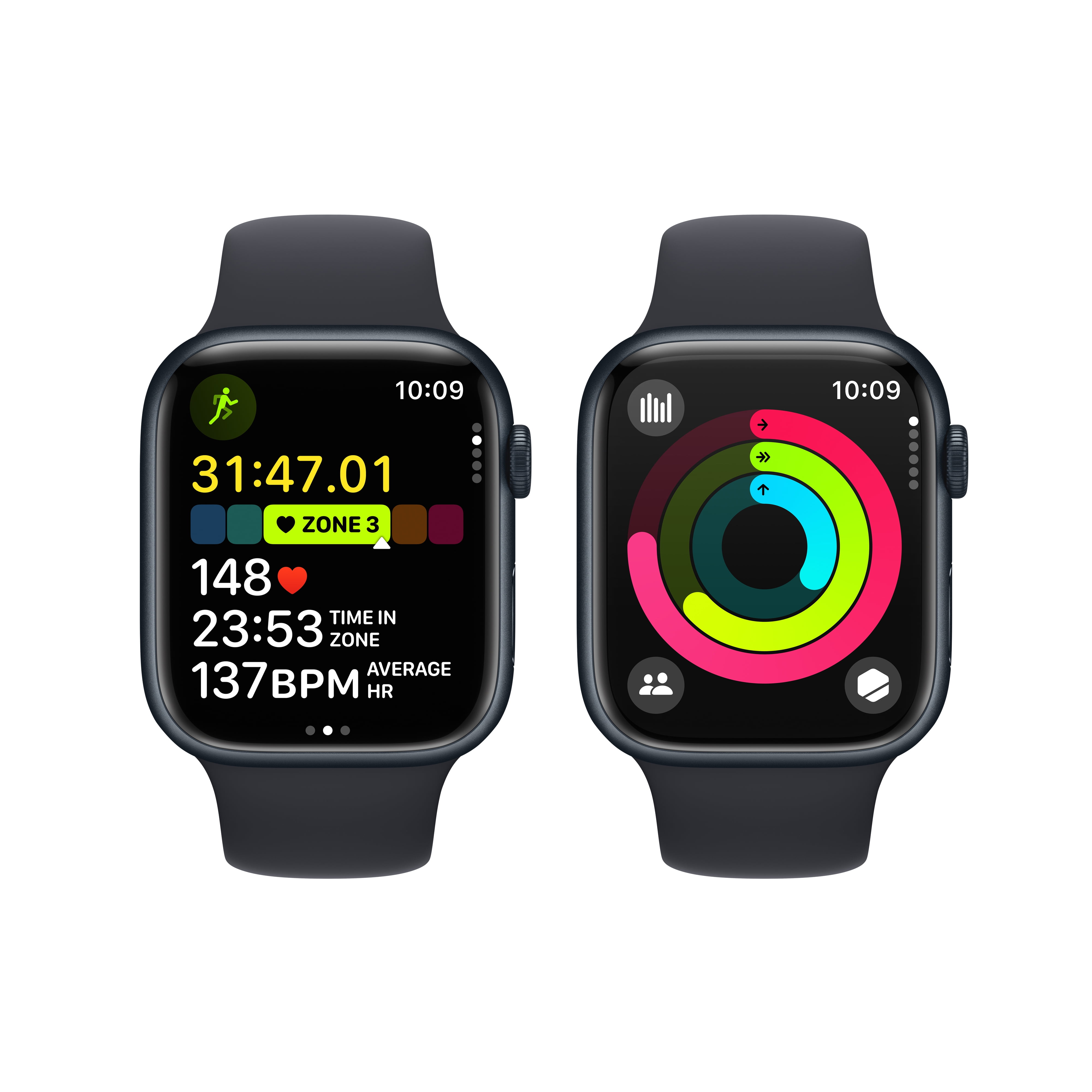 Apple with Case Midnight Series 45mm M/L Band + Midnight Aluminum Sport Watch 9 Cellular GPS -