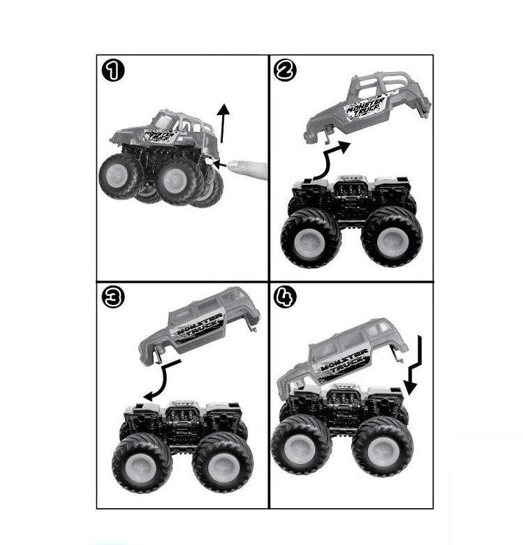 Kid Connection Monster Truck Play Set, Friction powered, Snap-on truck bodies