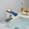 thumbnail image 3 of LED Bathroom Basin Sink Faucet Brushed Nickel Waterfall Spout Mixer Tap w/ Cover, 3 of 8