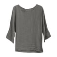 thumbnail image 1 of Blouses Jacquard en Coton et Lin à Manches 3/4 pour Femmes, 1 of 6