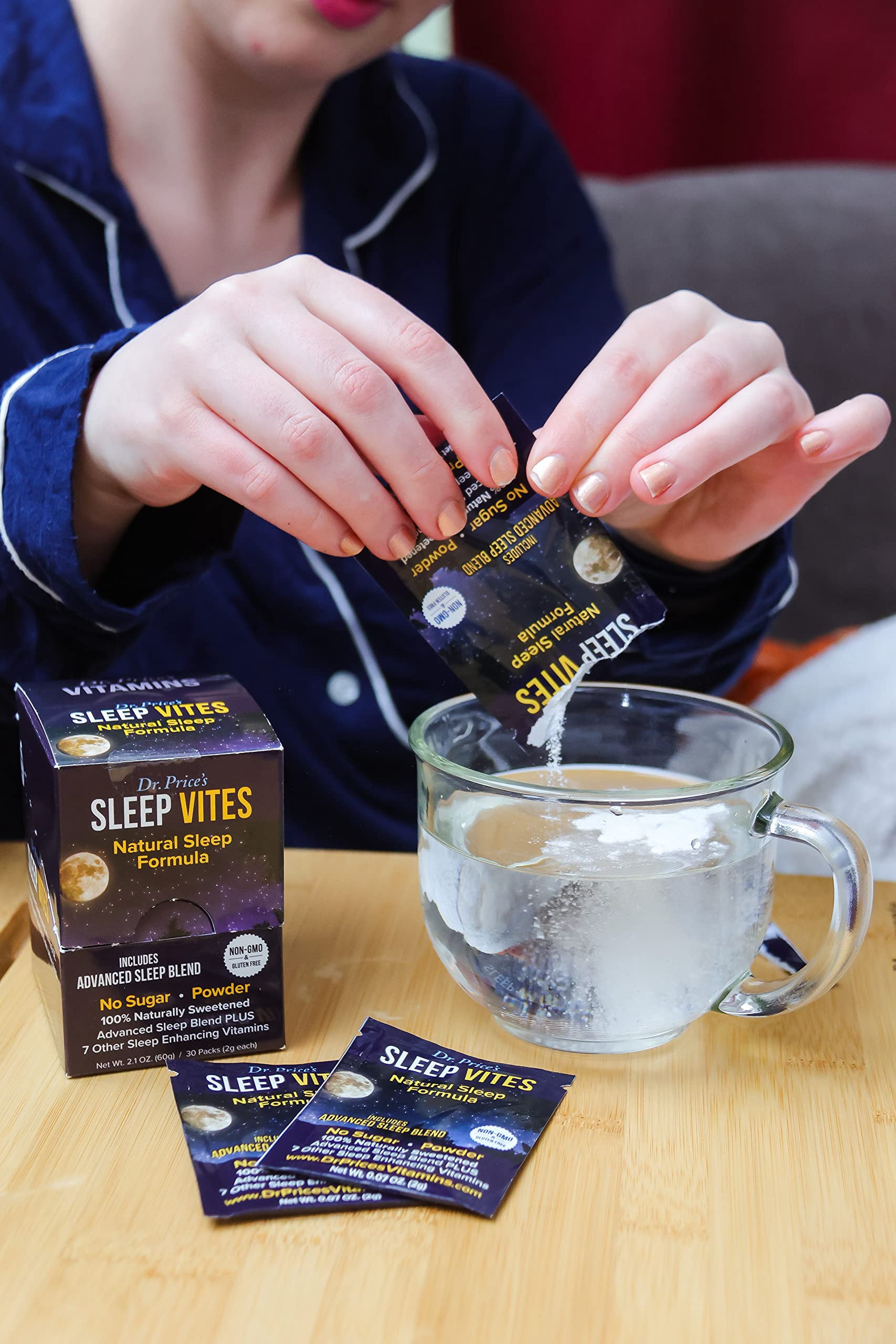 Dr. Price’s Sleep Vites – Nighttime Drink Mix, 30 Packets | Melatonin with Tryptophan, Magnesium & Vitamin Blend | Sugar-Free Mix
