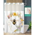 thumbnail image 2 of No Hook Shower Curtains with Snap in Liner, Spring Bee Wreath Waterproof Fabric Shower Curtain, Rustic Watercolor Flowers Double Layers & See-Through Top Window Bathroom Curtains 60''x72'', 2 of 6