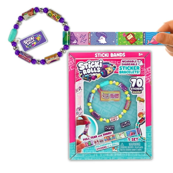Pulsera de juguete STICKI ROLLS Sticki Bands con 70 pegatinas