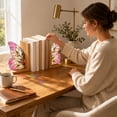 thumbnail image 4 of Butterfly Wing Bookend, Decorative Acrylic Book Ends, Sturdy Wooden Base Book Holder For Shelf Desktop Reading Home Office Decor(Pink-7.87"), 4 of 4