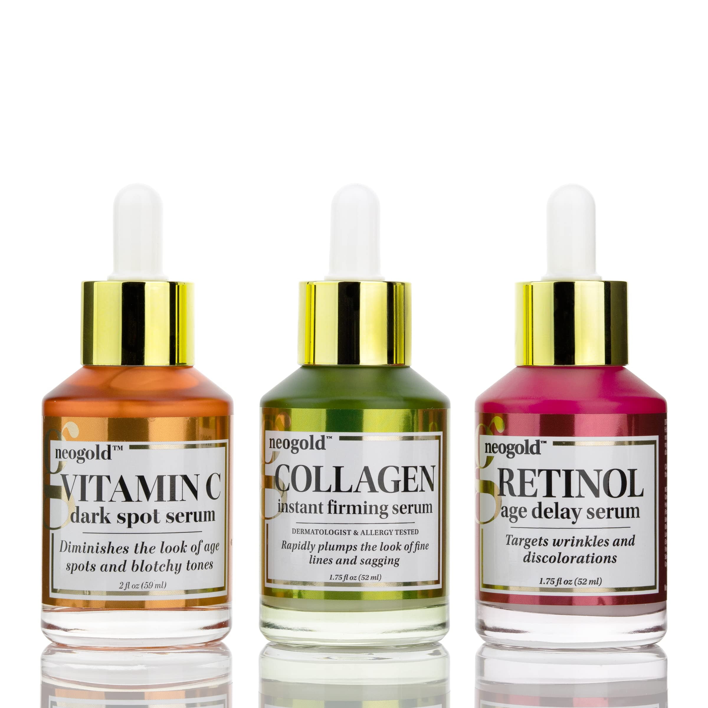 Neogold Vitamin C Serum + Retinol Serum + Collagen Serum Set of Three 1