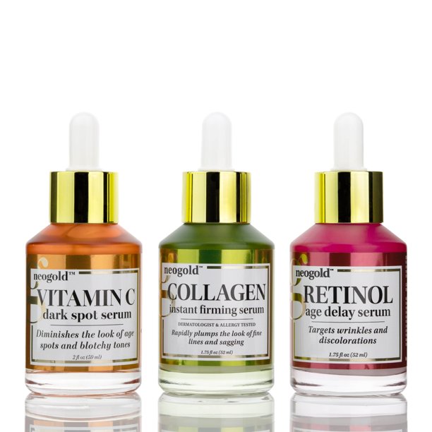 Neogold Vitamin C Serum + Retinol Serum + Collagen Serum Set of Three 1