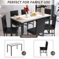 thumbnail image 3 of SYNGAR 7 Piece Dining Set, Modern Dining Table and Chairs Set for 6, Kitchen Dining Table Set with Faux Marble Tabletop and 6 Faux Leather Upholstered Chairs, for Small Space, Breakfast Nook, D9212, 3 of 9