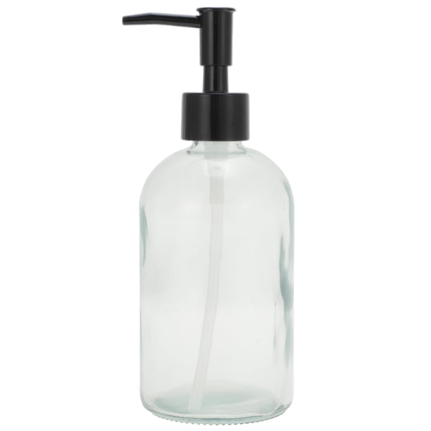 Dispensador de Jabón Cilíndrico Brillante Duradero de 1 Pc 13.53oz Transparente Negro