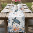 thumbnail image 4 of Sea Turtle Coastal Table Runner 70 Inches, Summer Coral Starfish Nautical Grey Bed Runner Dresser Scarves Tabletop for Indoor Outdoor Parties/Ceremony/Banquet, 13" x 70", 4 of 9