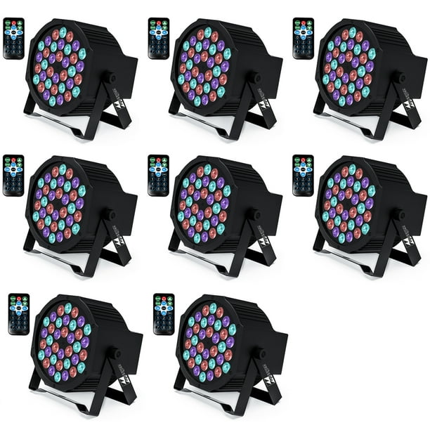 DJ Lights Missyee 36 X 1W RGB LEDs DJ LED Uplighting Package Sound  Activated Stage Par Lights with Remote Control Compatible with DMX, 9 Modes  LED Up