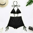 thumbnail image 4 of CEHVOM Ladies Two-Piece Set Of Bikini Split Boxer Swimwear With Chest Pads And No Steel Support Solid Color Straps, 4 of 4