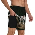 thumbnail image 3 of Picia Cute Goat Baby pattern Mens Swim Trunks with Compression Liner Stretch Beach Shorts Quick Dry with Zipper Pockets No-Chafing Board Shorts-Medium, 3 of 9