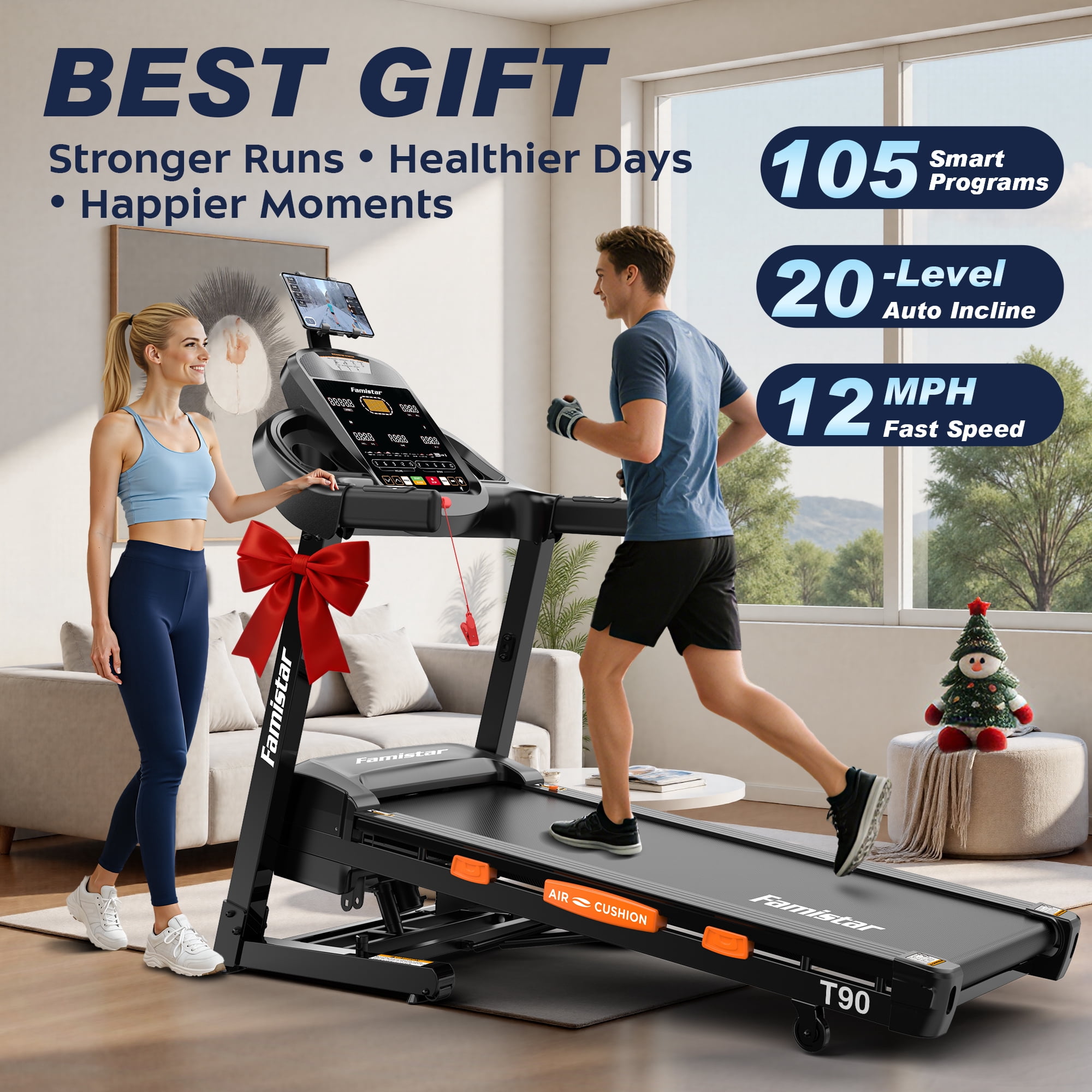 Treadmill with Incline,5HP Treadmills for Home,Portable Electric Treadmill with Handles,Compact Running Treadmills for small space, 300-400LBS Capacity, Exercise treadmill