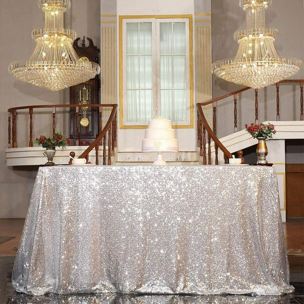 Juya Delight Tovaglia Rettangolare Con Paillettes, 228x335 Cm, Per Matrimoni E Feste, Scintillante